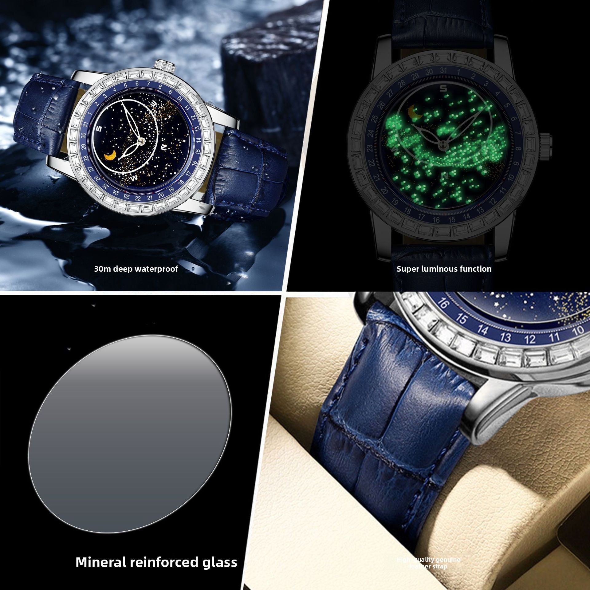 Men's Diamond-Studded Starry Sky Dial Watch