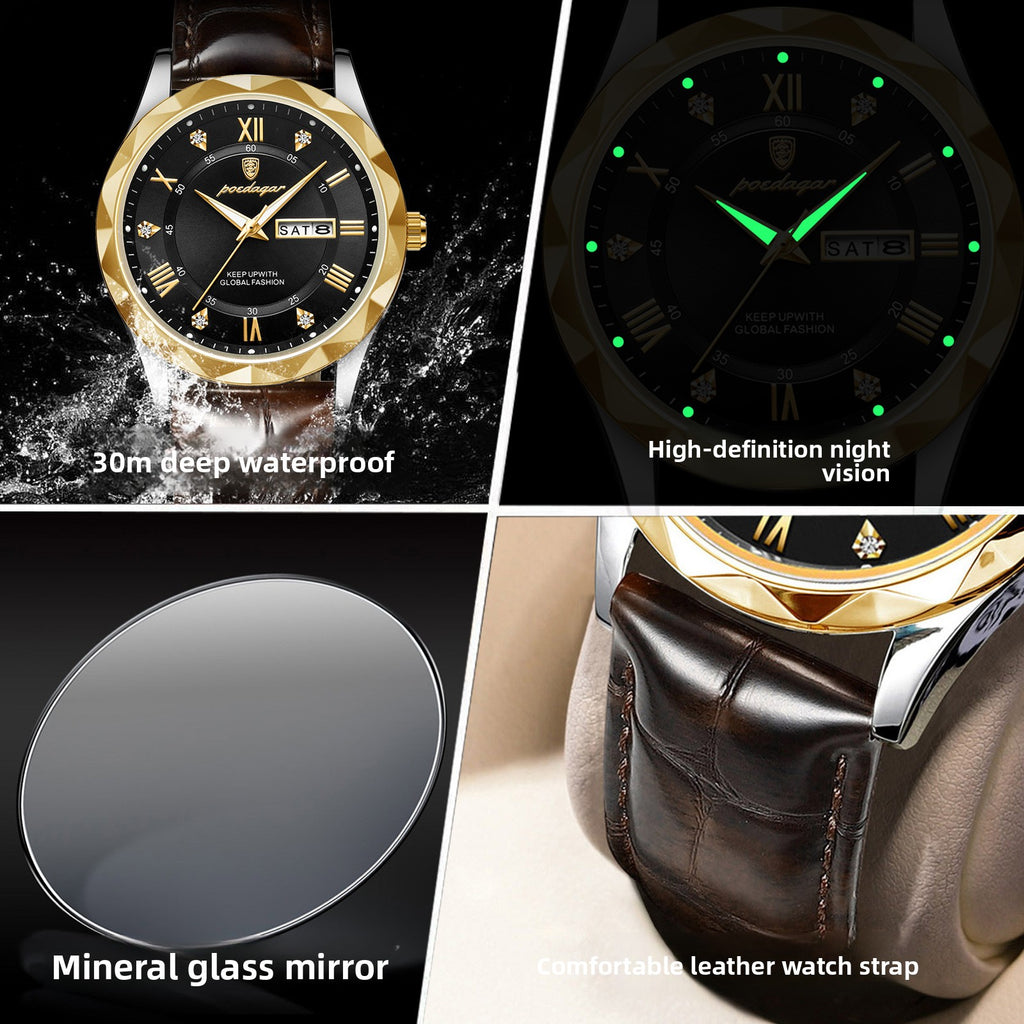 Waterproof Luminous Mens Watch with Calendar