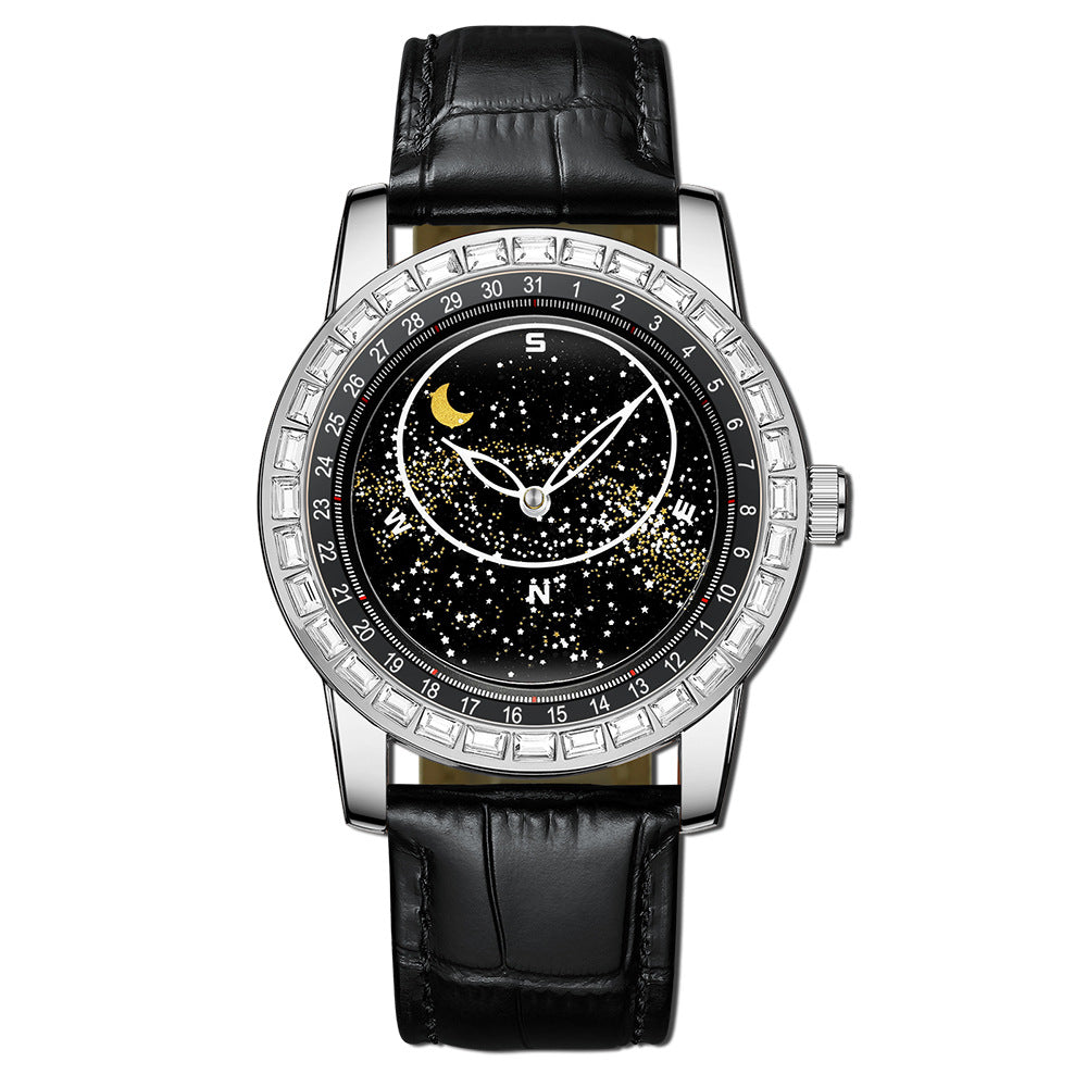 Men's Diamond-Studded Starry Sky Dial Watch