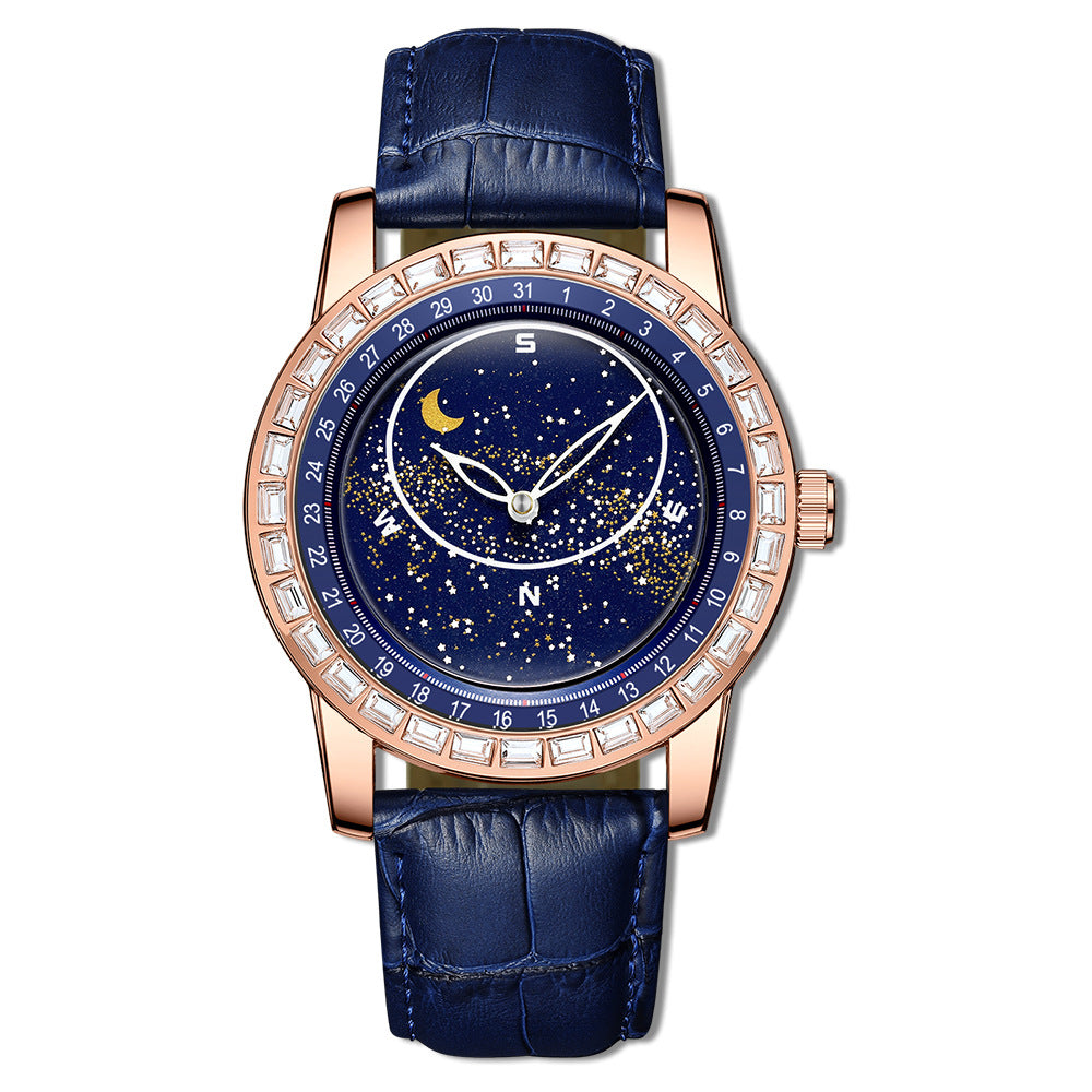 Men's Diamond-Studded Starry Sky Dial Watch