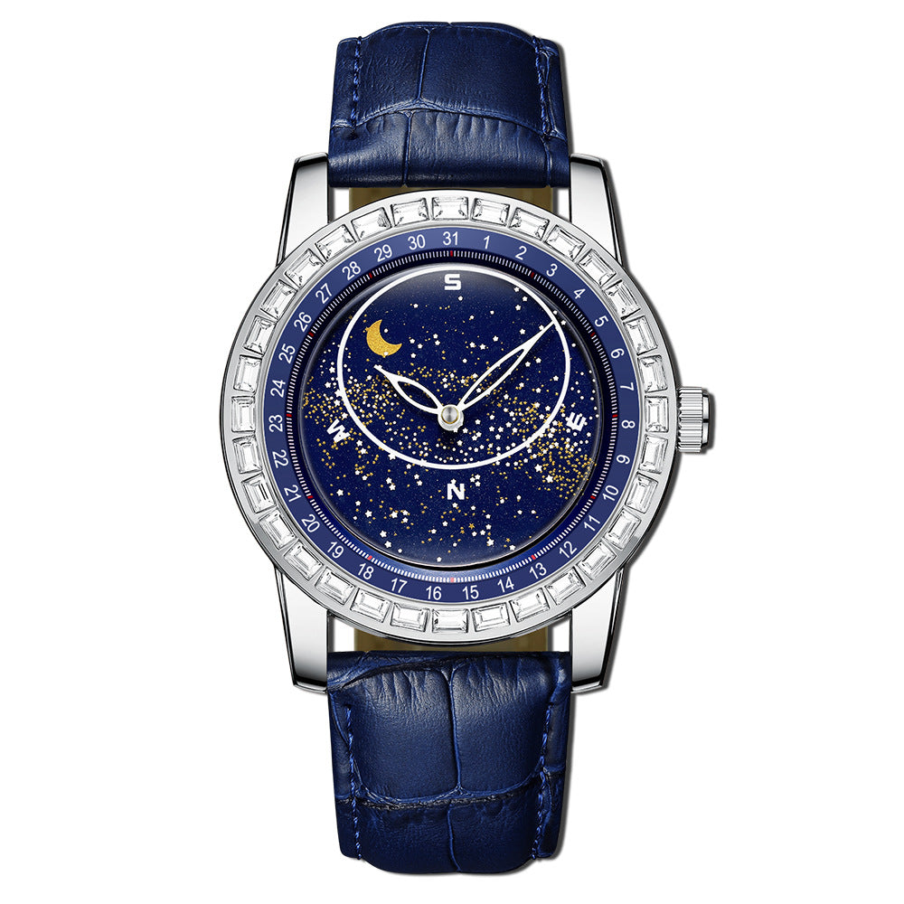 Men's Diamond-Studded Starry Sky Dial Watch
