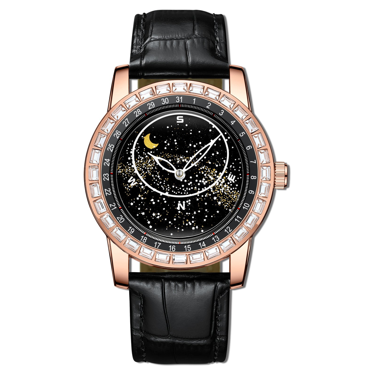 Men's Diamond-Studded Starry Sky Dial Watch