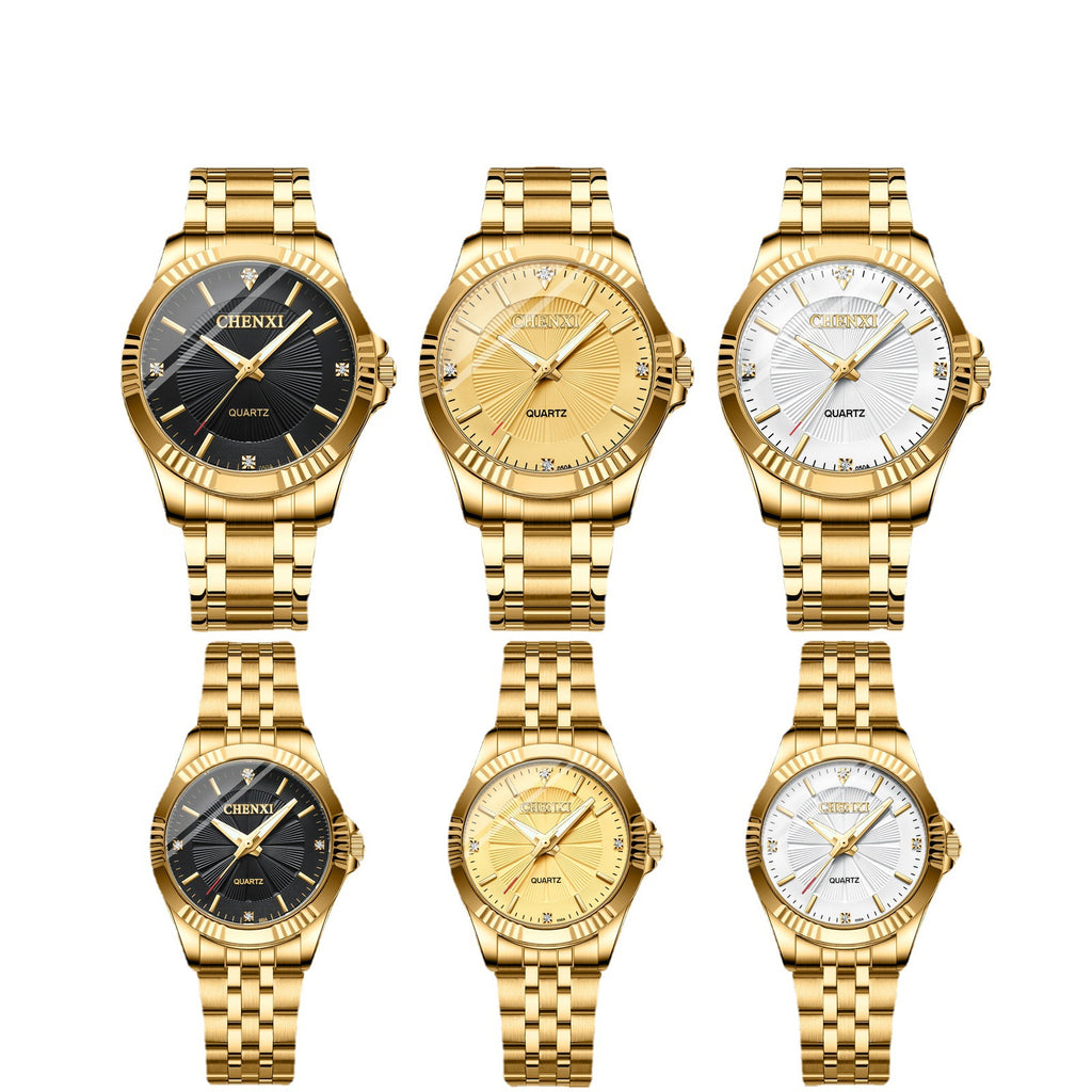 Gold Stainless Steel Quartz Watch for Couple