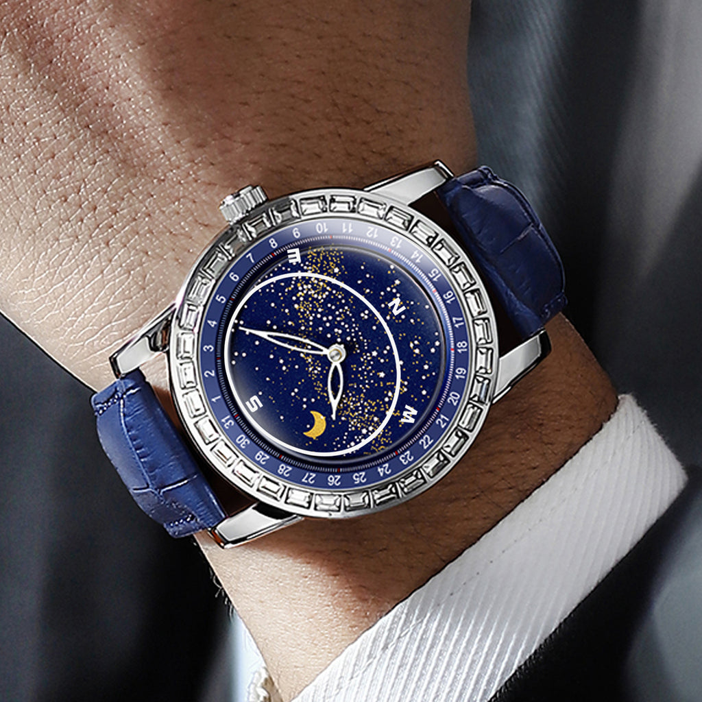 Men's Diamond-Studded Starry Sky Dial Watch