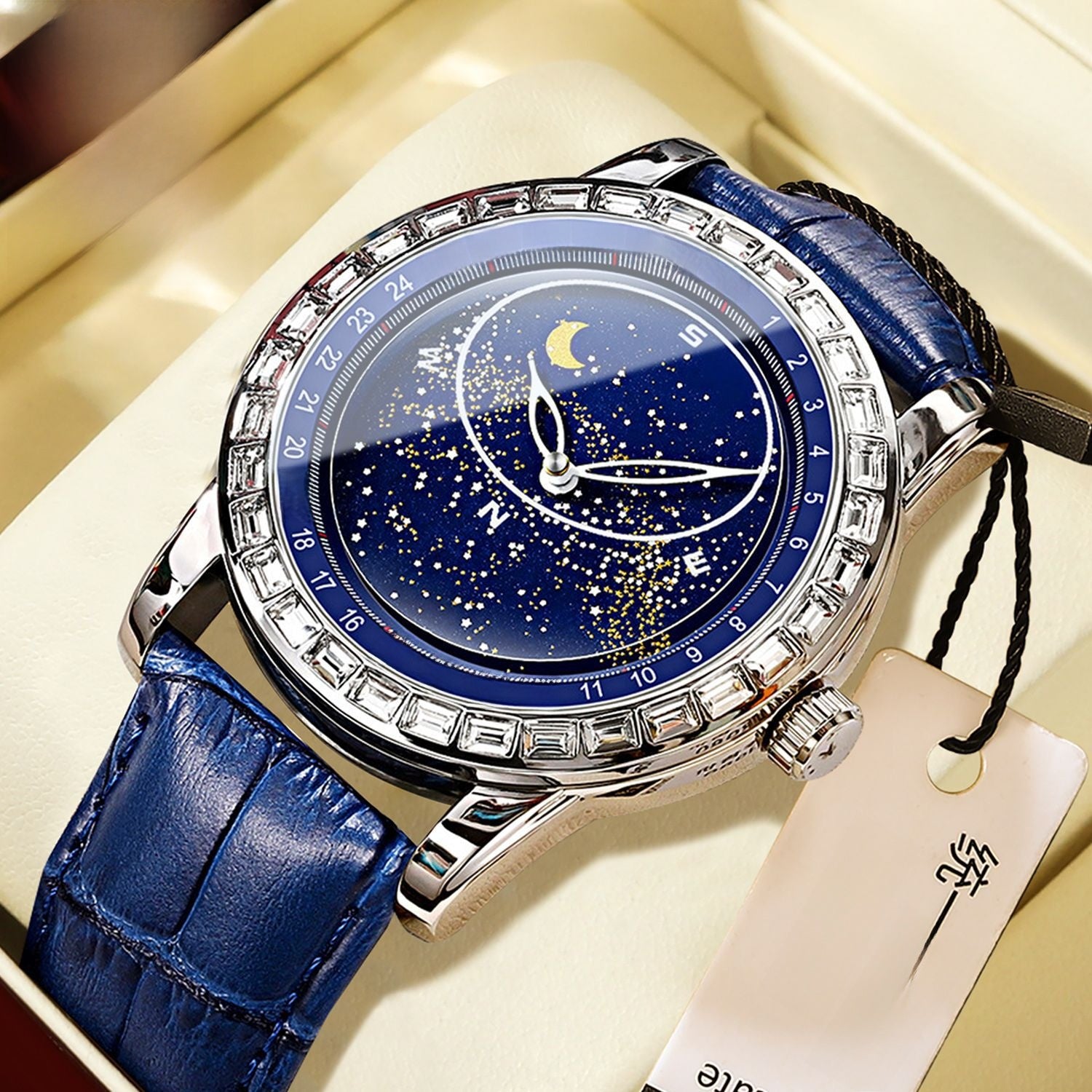 Men's Diamond-Studded Starry Sky Dial Watch